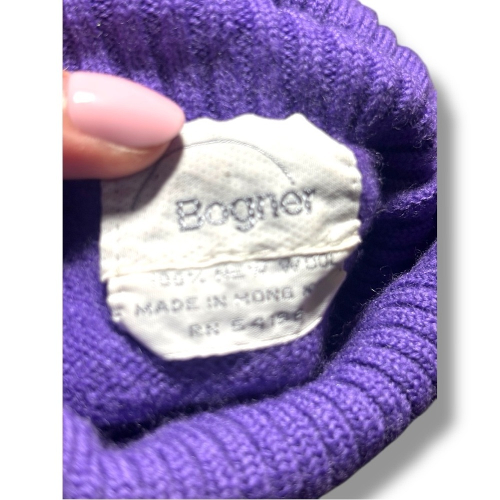 Bogner Vintage Cozy Vibrant Purple Turtleneck Long Sleeve Relaxed Fit Sweater - Picture 9 of 16
